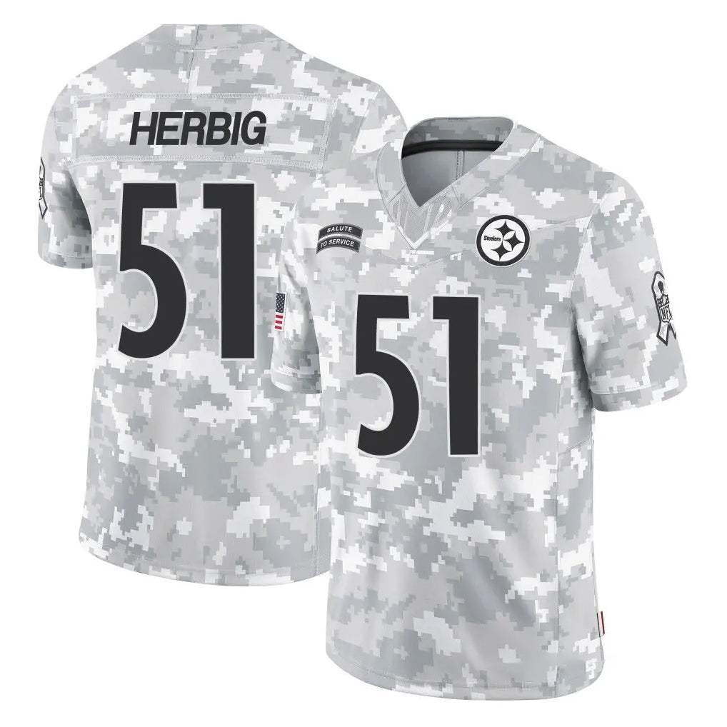 Johmsee P.Steelers #51 Nick Herbig Player Arctic Camo Limited Salute To Service Home Game Stitched Jerseys