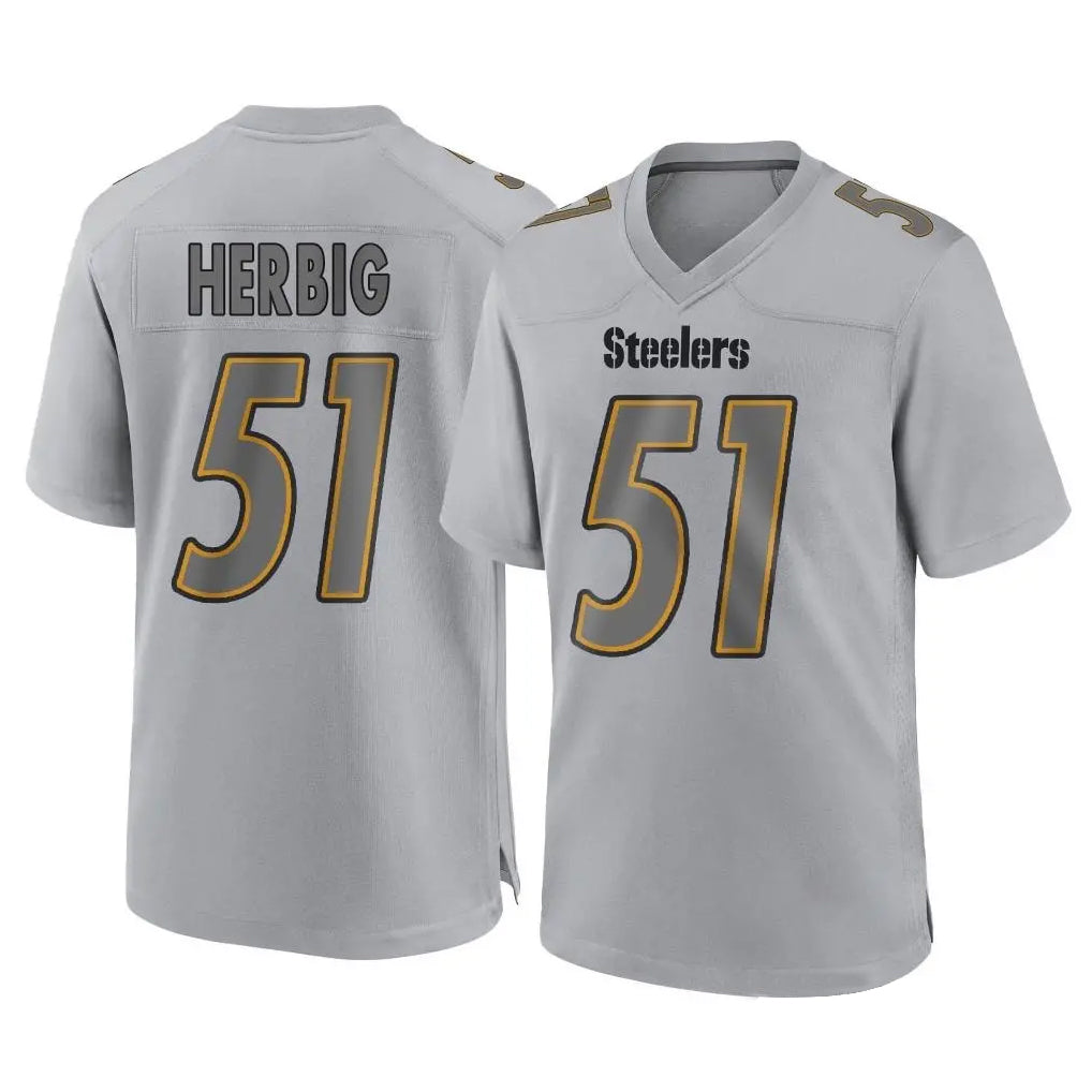 Johmsee P.Steelers #51 Nick Herbig Player Gray Atmosphere Fashion Home Game Stitched Jerseys