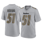 Johmsee P.Steelers #51 Nick Herbig Player Gray Atmosphere Fashion Home Game Stitched Jerseys