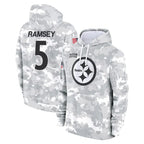 Johmsee P.Steelers #5 Jalen Ramsey Player Arctic Camo Limited Salute to Service Pullover Hoodies Game Stitched Jerseys
