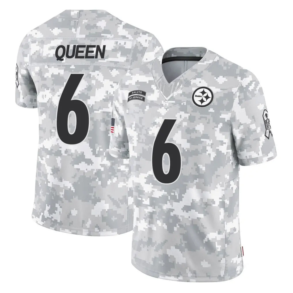 Johmsee P.Steelers #6 Patrick Queen Player Arctic Camo Limited Salute To Service Home Game Stitched Jerseys