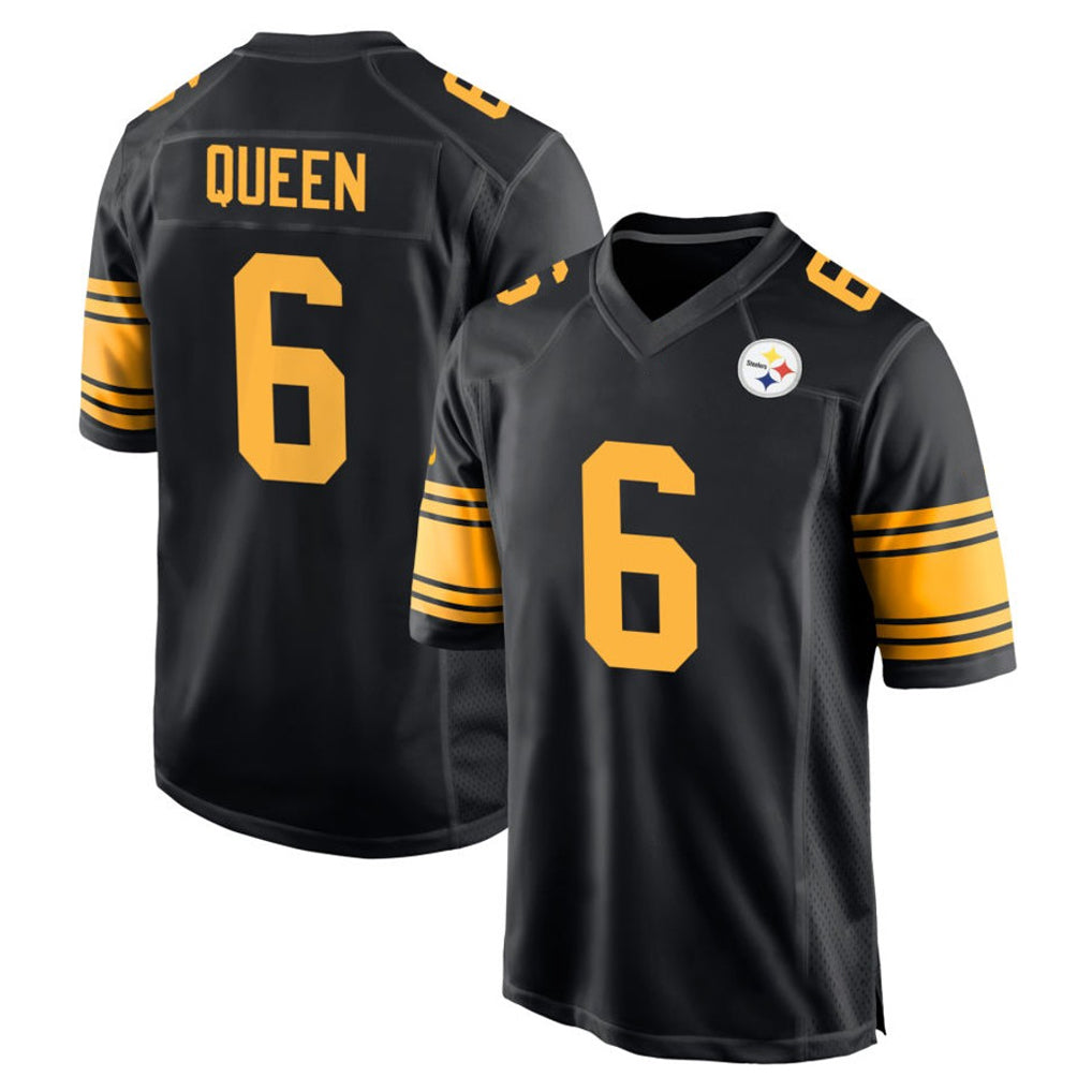 Johmsee P.Steelers #6 Patrick Queen Player Black Color Rush Home Game Stitched Jerseys