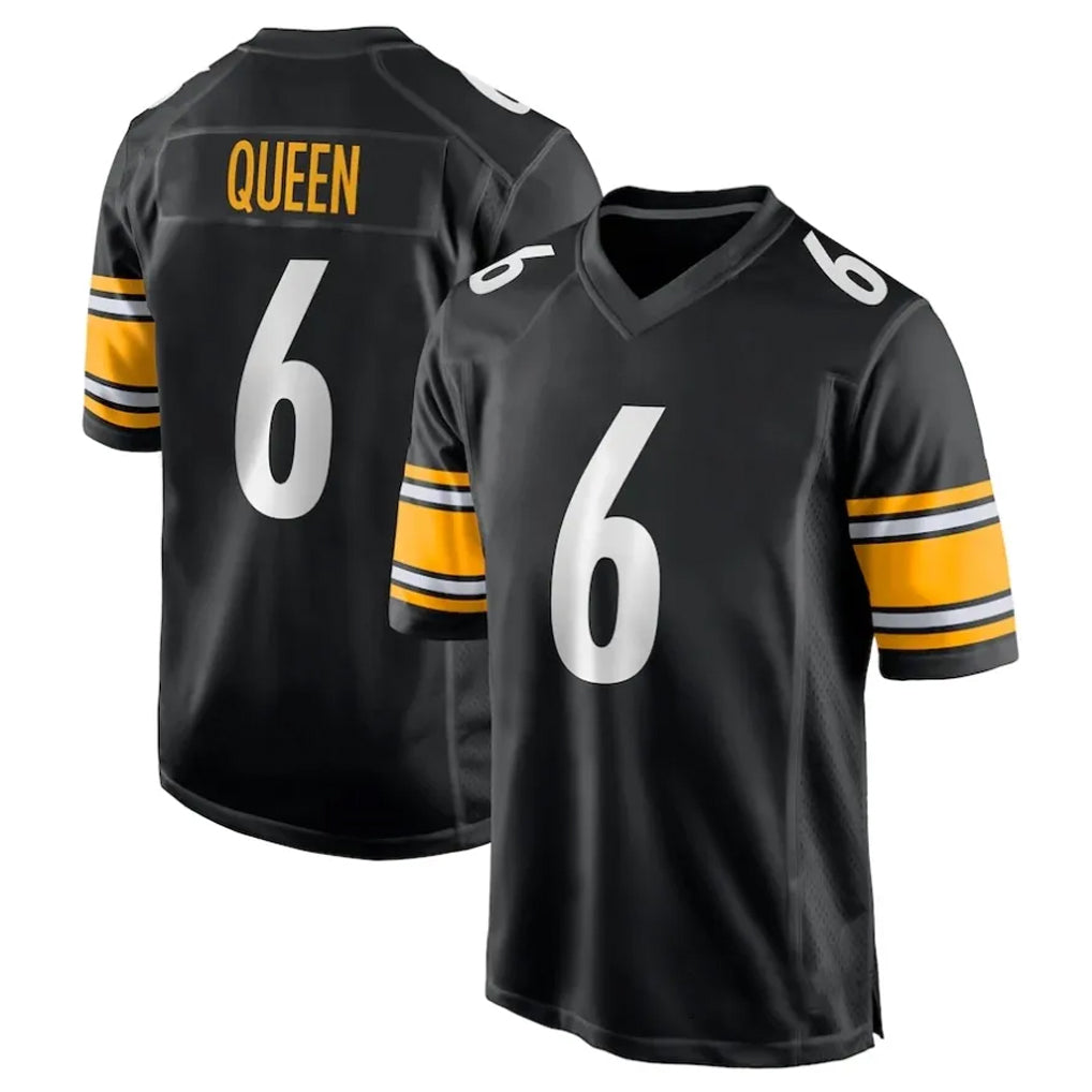 Johmsee P.Steelers #6 Patrick Queen Player Black Home Game Stitched Jerseys
