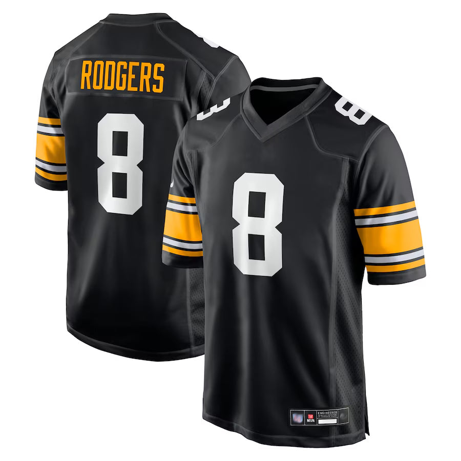 Johmsee P.Steelers #8 Aaron Rodgers Player Black Home Limited Stitched Jerseys