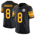 Johmsee P.Steelers #8 Aaron Rodgers Player Black Limited Color Rush Home Game Stitched Jerseys