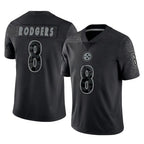 Johmsee P.Steelers #8 Aaron Rodgers Player Black Reflective Limited Home Game Stitched Jerseys