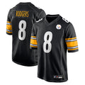 Johmsee P.Steelers #8 Aaron Rodgers Player Black Replica Game Stitched Jerseys