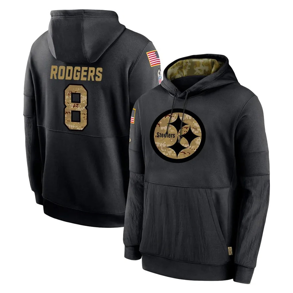 Johmsee P.Steelers #8 Aaron Rodgers Player Black Salute to Service Hoodies Limited Game Stitched Jerseys