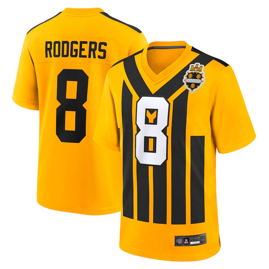 Johmsee P.Steelers #8 Aaron Rodgers Player Gold Alternate 1933 Throwback Game Stitched Jerseys