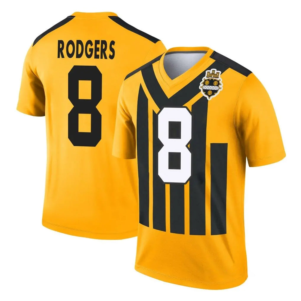 Johmsee P.Steelers #8 Aaron Rodgers Player Gold Legend Limited 1933 Throwback Performance Home Game Stitched Jerseys