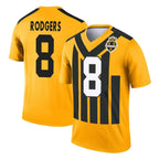 Johmsee P.Steelers #8 Aaron Rodgers Player Gold Legend Limited 1933 Throwback Performance Home Game Stitched Jerseys
