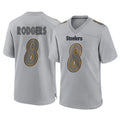 Johmsee P.Steelers #8 Aaron Rodgers Player Gray Atmosphere Fashion Home Game Stitched Jerseys