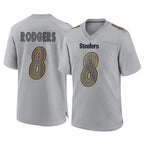 Johmsee P.Steelers #8 Aaron Rodgers Player Gray Atmosphere Fashion Home Game Stitched Jerseys