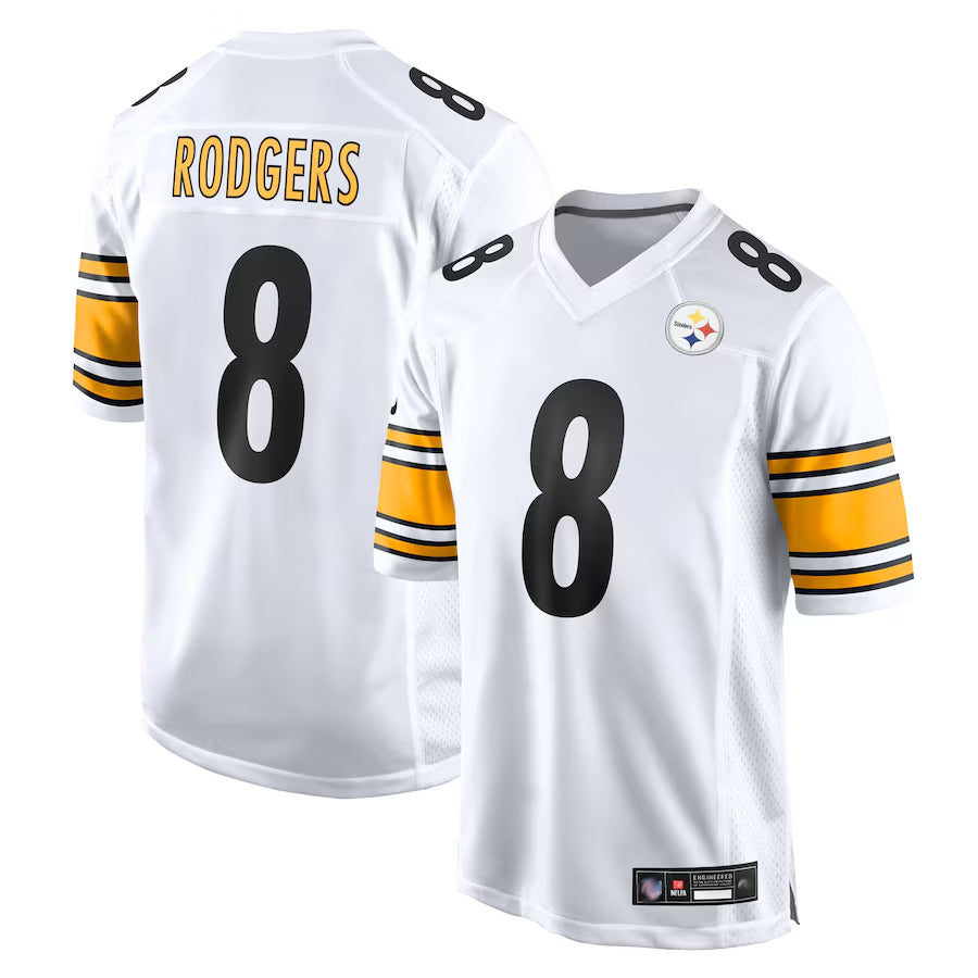 Johmsee P.Steelers #8 Aaron Rodgers Player White Replica Game Stitched Jerseys