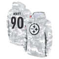Johmsee P.Steelers #90 T.J. Watt Player Arctic Camo Limited Salute to Service Pullover Hoodies Game Stitched Jerseys