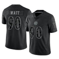 Johmsee P.Steelers #90 T.J. Watt Player Black Reflective Limited Home Game Stitched Jerseys