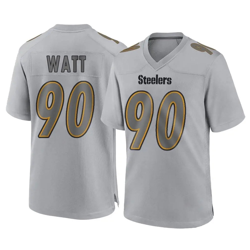 Johmsee P.Steelers #90 T.J. Watt Player Gray Atmosphere Fashion Home Game Stitched Jerseys
