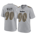 Johmsee P.Steelers #90 T.J. Watt Player Gray Atmosphere Fashion Home Game Stitched Jerseys