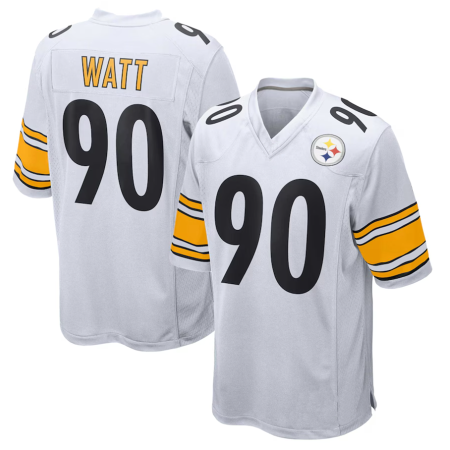 Johmsee P.Steelers #90 T.J. Watt Player White Game Stitched Jersey