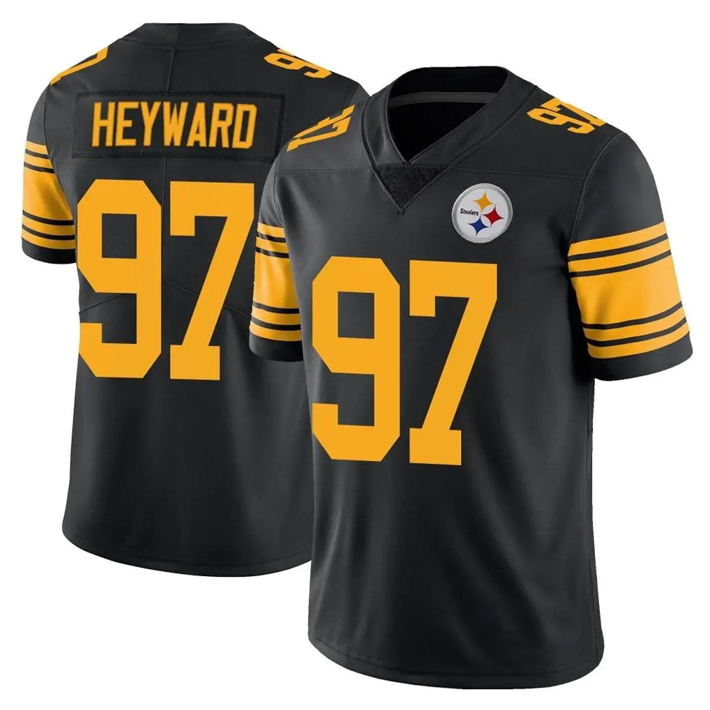 Johmsee P.Steelers #97 Cameron Heyward Player Black Limited Color Rush Home Game Stitched Jerseys
