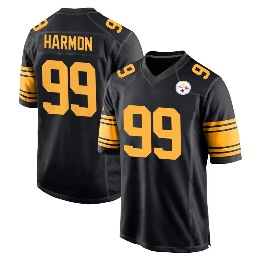 Johmsee P.Steelers #99 Derrick Harmon Player Black Color Rush Home Game Stitched Jerseys