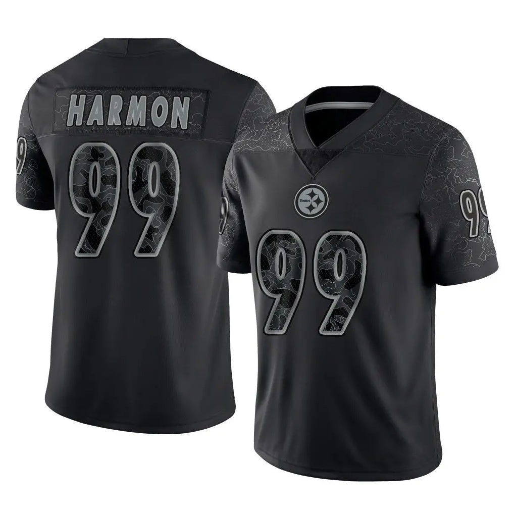 Johmsee P.Steelers #99 Derrick Harmon Player Black Reflective Limited Home Game Stitched Jerseys