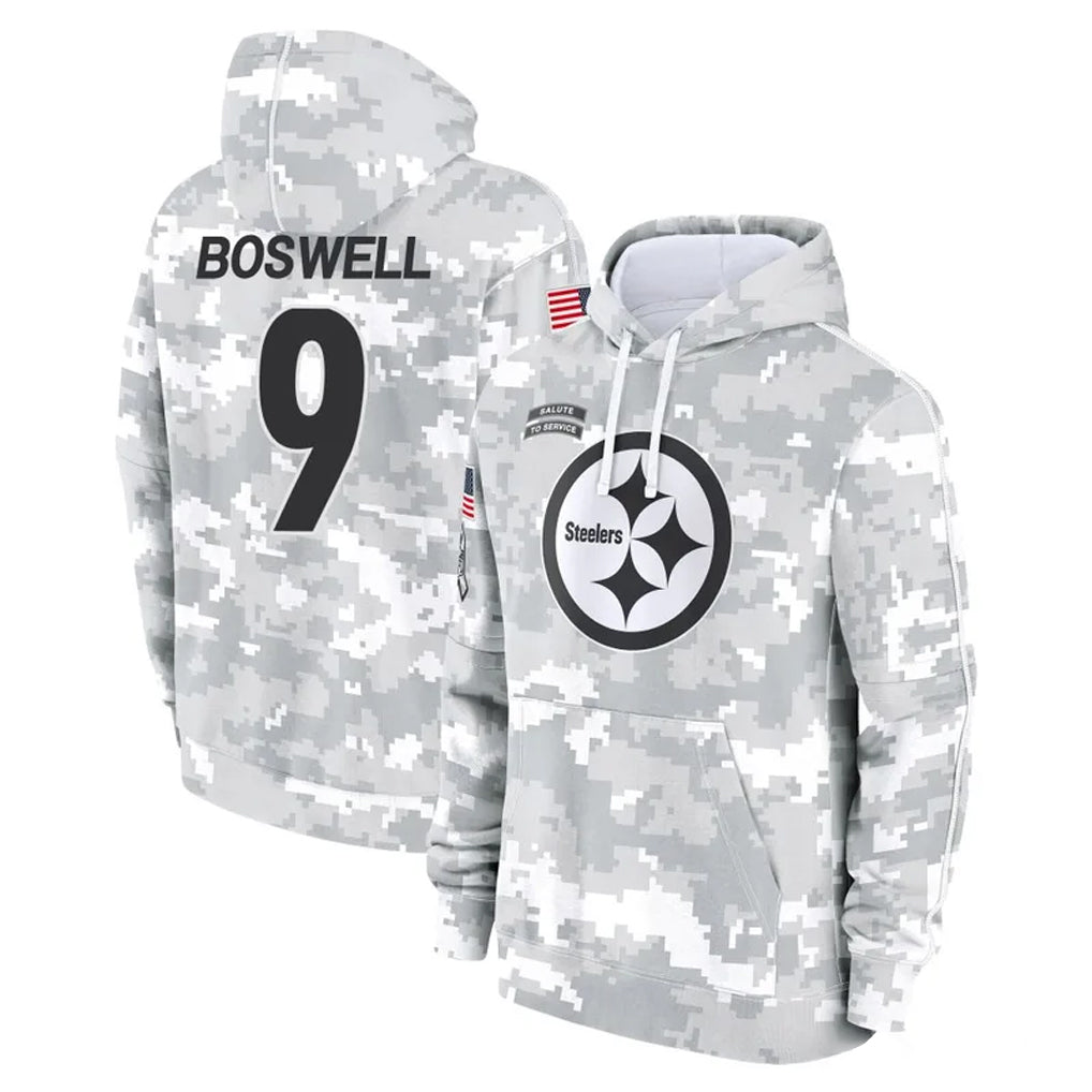 Johmsee P.Steelers #9 Chris Boswell Player Arctic Camo Limited Salute to Service Pullover Hoodies Game Stitched Jerseys