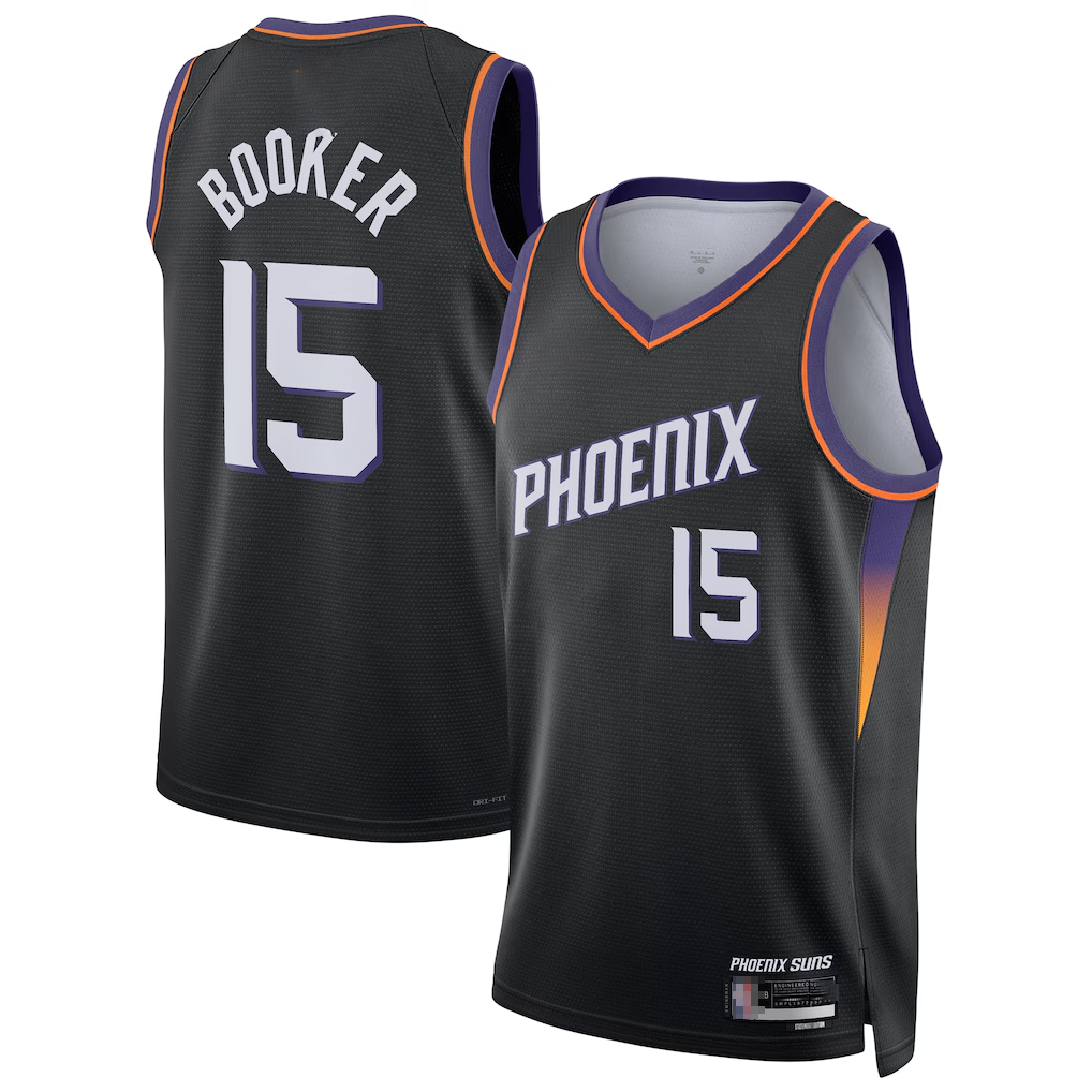 Johmsee P.Suns #15 Devin Booker Black Swingman Jerseys - Statement Edition