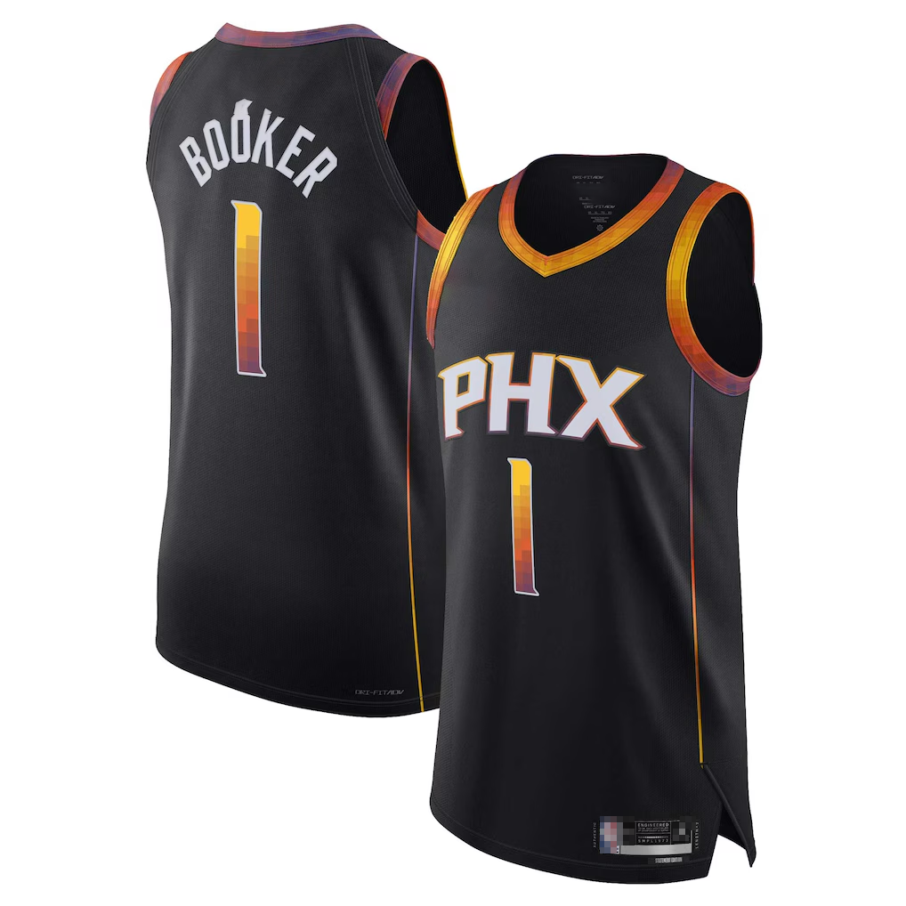 Johmsee P.Suns #1 Devin Booker Black Authentic Player Jerseys - Statement Edition