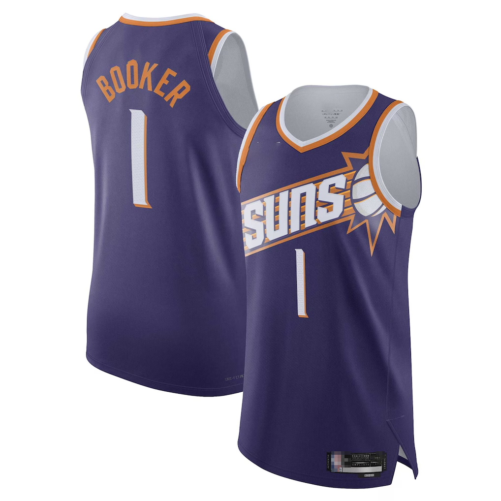 Johmsee P.Suns #1 Devin Booker Purple Authentic Jerseys - Icon Edition