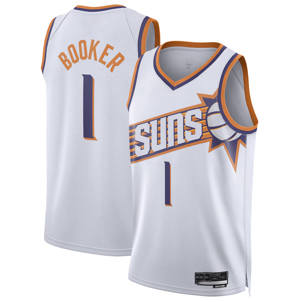 Johmsee P.Suns #1 Devin Booker White Swingman Jerseys - Association Edition