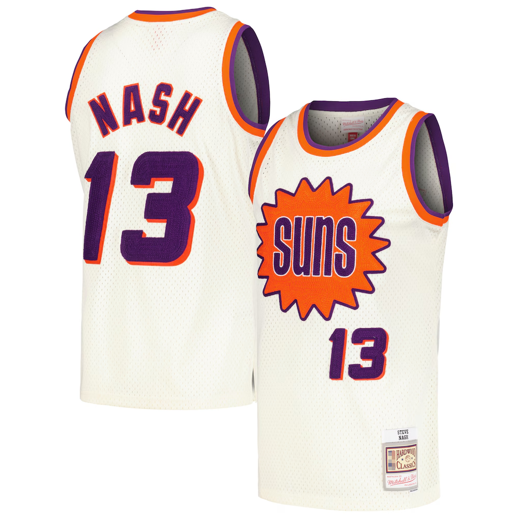 Johmsee P.Sunss #13 Steve Nash Mitchell & Ness Cream Chainstitch Swingman Jerseys