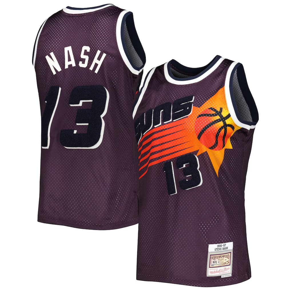 Johmsee P.Sunss #13 Steve Nash Mitchell & Ness Purple 1996-1997 Hardwood Classics Off-Court Swingman Jerseys