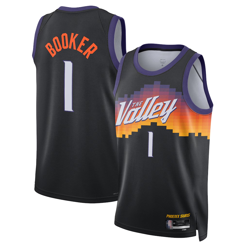 Johmsee P.Sunss #1 Devin Booker Black 2025-2026 Swingman Jerseys - City Edition