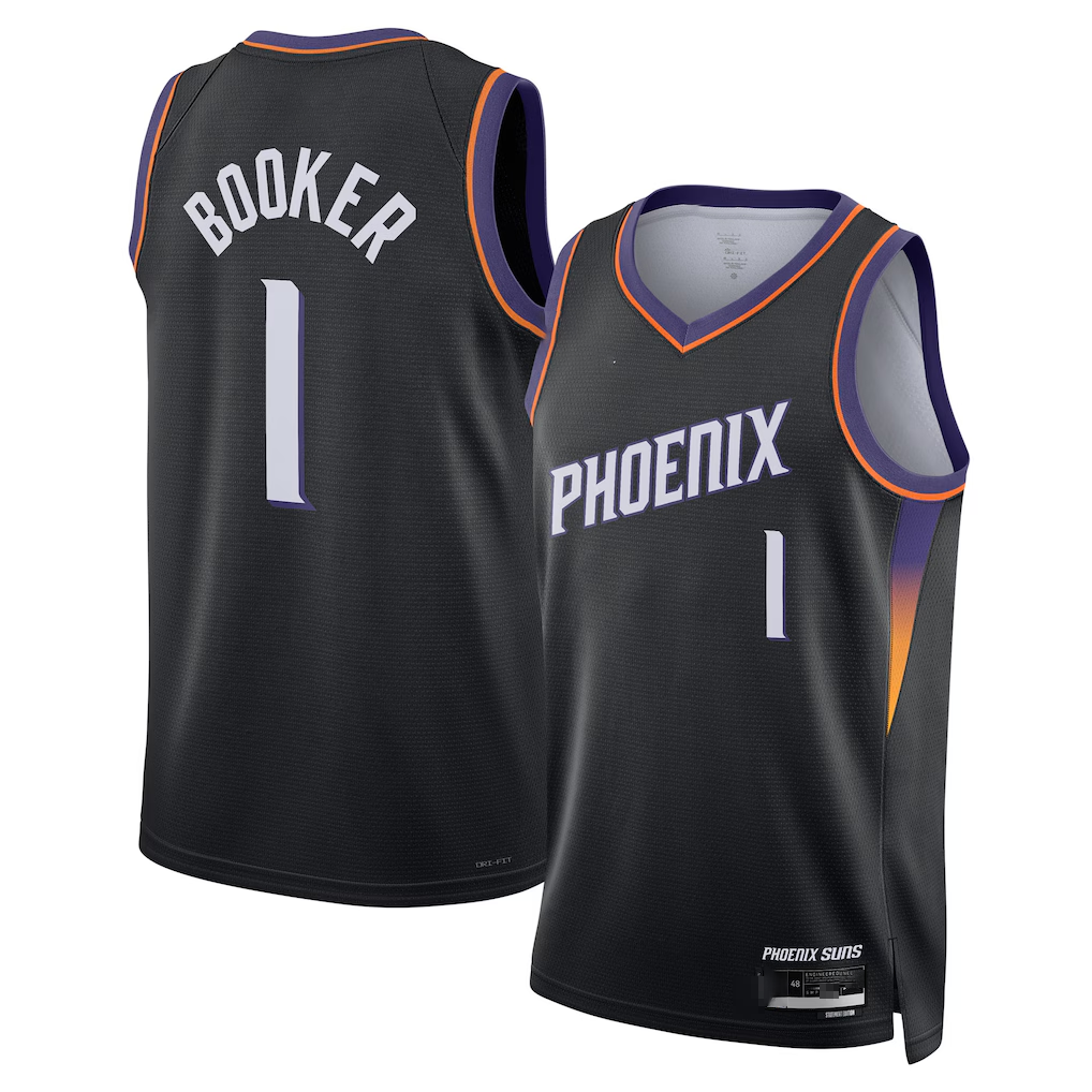 Johmsee P.Sunss #1 Devin Booker Black Swingman Jerseys - Statement Edition