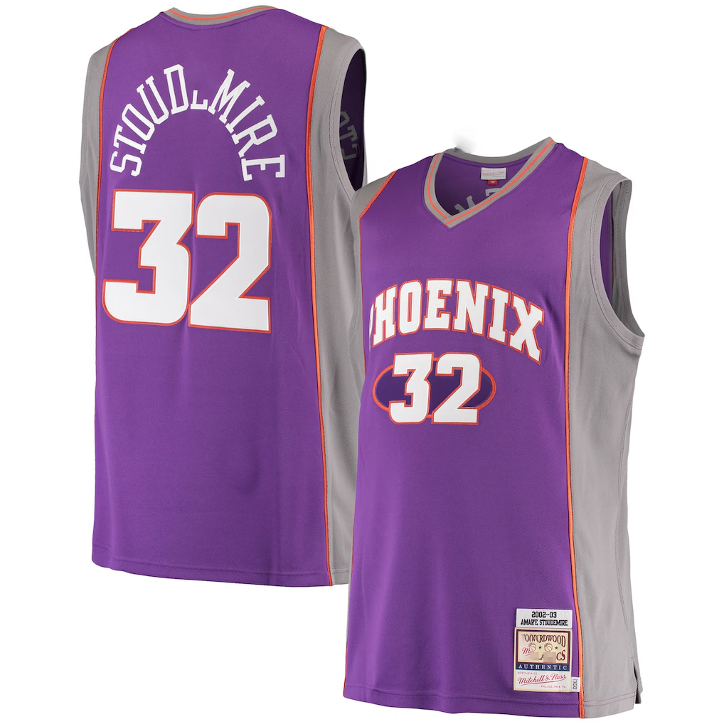 Johmsee P.Sunss #32 Amar'e Stoudemire Mitchell & Ness Purple Hardwood Classics Authentic Jerseys