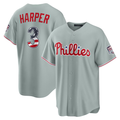 Johmsee PH.Phillies #3 Bryce Harper Gray USA 250 Fourth of July Road Stadium Jersey