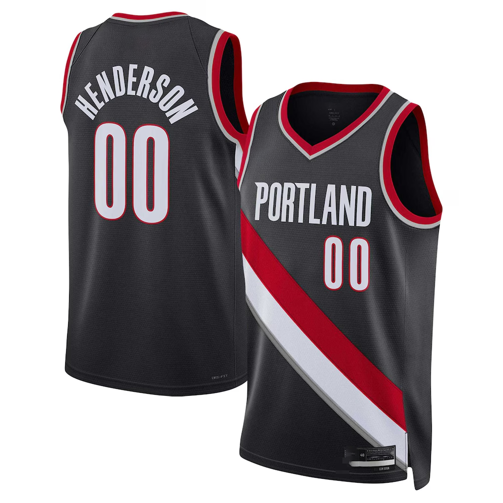 Johmsee PT.Blazers #00 Scoot Henderson Black 2023 NBA Draft Swingman Jerseys - Icon Edition