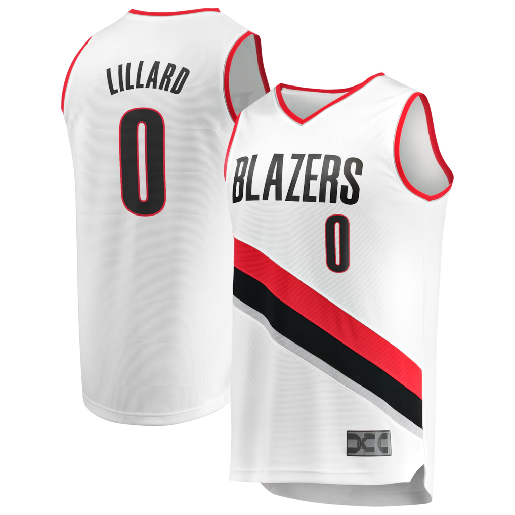 Johmsee PT.Blazers #0 Damian Lillard Fanatics White Fast Break Replica Jerseys - Association Edition