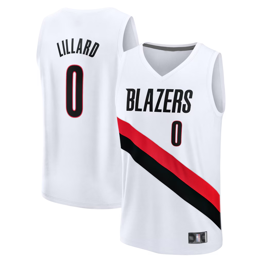 Johmsee PT.Blazers #0 Damian Lillard Fanatics White Fast Break Replica Player Jerseys - Association Edition