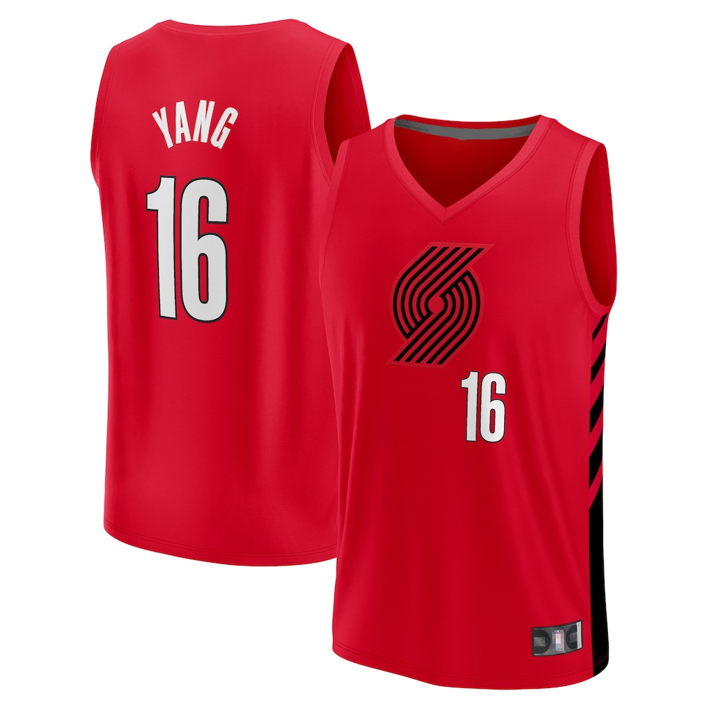 Johmsee PT.Blazers #16 Yang Hansen Fanatics Red Fast Break Replica Jerseys - Statement Edition