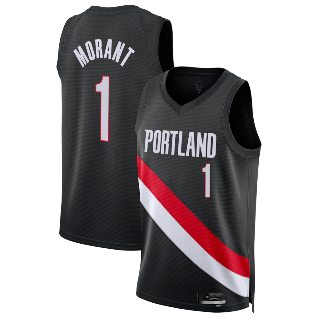Johmsee PT.Blazers #1 Ja Morant Black Swingman Jerseys - Icon Edition