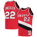 Johmsee PT.Blazers #22 Clyde Drexler Mitchell & Ness Red 1983-1984 Hardwood Classics Swingman Jerseys