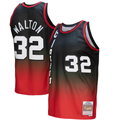 Johmsee PT.Blazers #32 Bill Walton Mitchell & Ness RedBlack 1976--1977 Hardwood Classics Fadeaway Swingman Player Jerseys