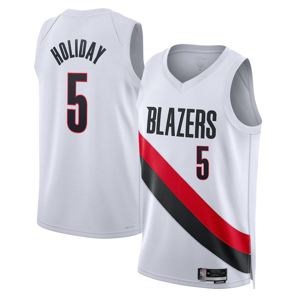 Johmsee PT.Blazers #5 Jrue Holiday White Swingman Jerseys - Association Edition