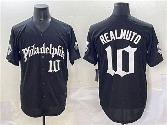 Philadelphia Phillies #10 J.T. Realmuto Black Gothic Vapor Limited Stitched Baseball Jersey