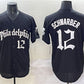 Philadelphia Phillies #12 Kyle Schwarber Black Gothic Vapor Limited Stitched Baseball Jersey