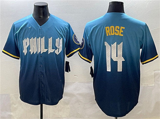 Philadelphia Phillies #14 Pete Rose Blue 2024 City Connect Limited Stitched Baseball Jersey
