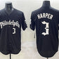 Philadelphia Phillies #3 Bryce Harper Black Gothic Vapor Limited Stitched Baseball Jersey