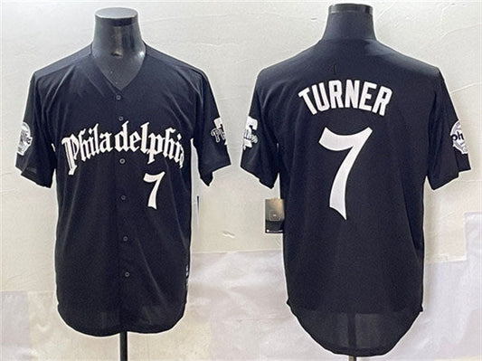 Philadelphia Phillies #7 Trea Turner Black Gothic Vapor Limited Stitched Baseball Jersey
